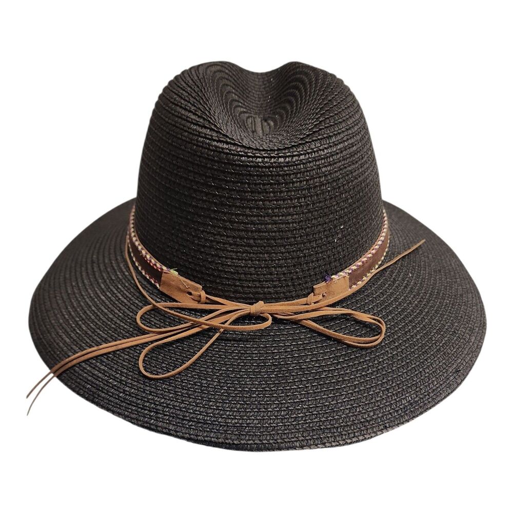 Royal Road Trading Co Hat Men's One Size Panama Black w/ Leather Band - Picture 2 of 11